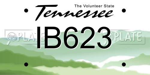 IB623 Tennessee License Plate