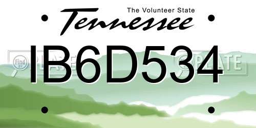 IB6D534 Tennessee License Plate
