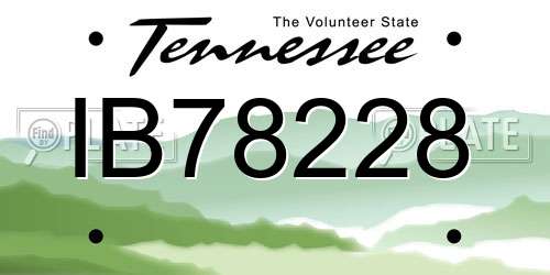 IB78228 Tennessee License Plate