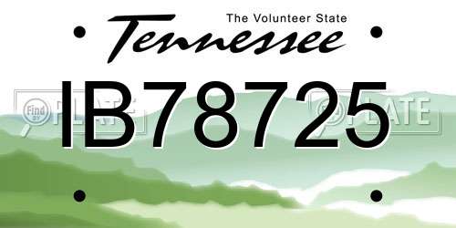 IB78725 Tennessee License Plate