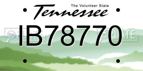 IB78770 Tennessee License Plate