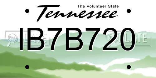 IB7B720 Tennessee License Plate