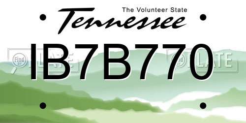 IB7B770 Tennessee License Plate