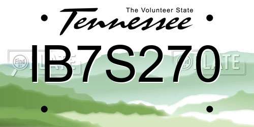 IB7S270 Tennessee License Plate