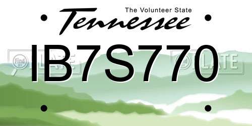 IB7S770 Tennessee License Plate