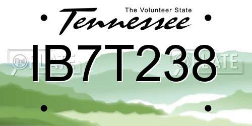 IB7T238 Tennessee License Plate
