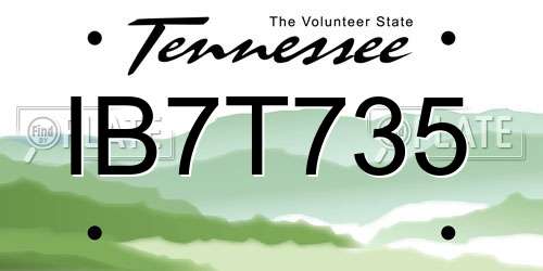 IB7T735 Tennessee License Plate