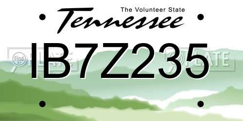 IB7Z235 Tennessee License Plate