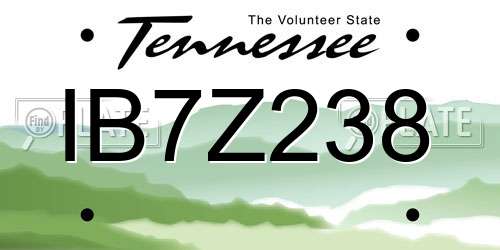 IB7Z238 Tennessee License Plate