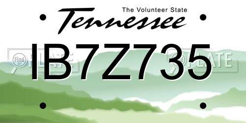 IB7Z735 Tennessee License Plate