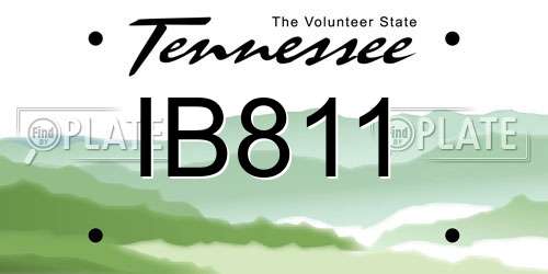 IB811 Tennessee License Plate