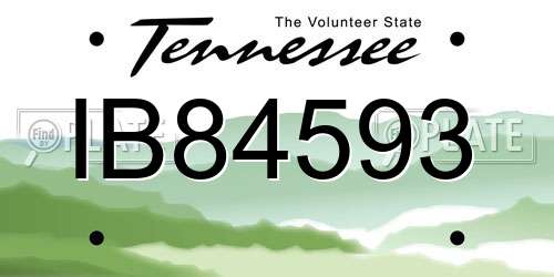 IB84593 Tennessee License Plate