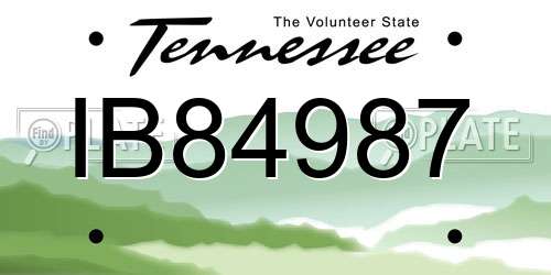 IB84987 Tennessee License Plate