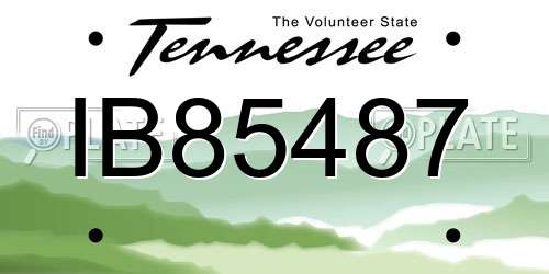 IB85487 Tennessee License Plate