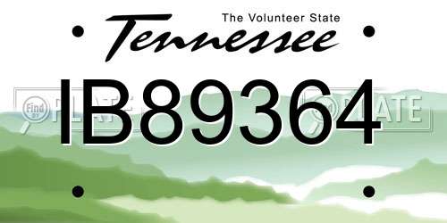 IB89364 Tennessee License Plate