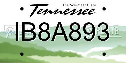 IB8A893 Tennessee License Plate