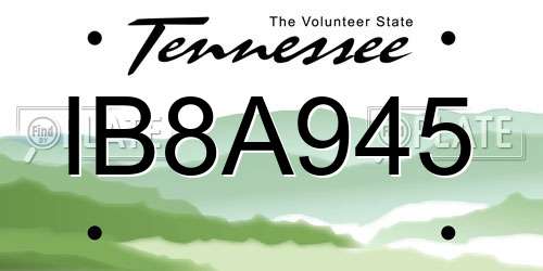IB8A945 Tennessee License Plate