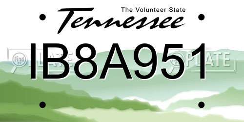 IB8A951 Tennessee License Plate