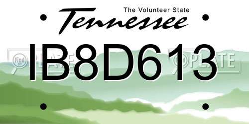 IB8D613 Tennessee License Plate