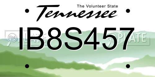 IB8S457 Tennessee License Plate