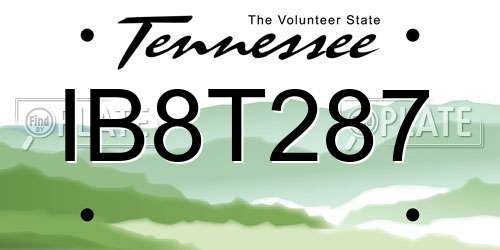 IB8T287 Tennessee License Plate