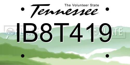 IB8T419 Tennessee License Plate
