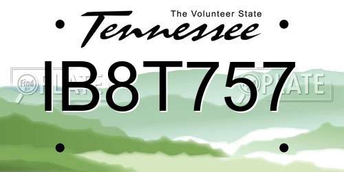 IB8T757 Tennessee License Plate
