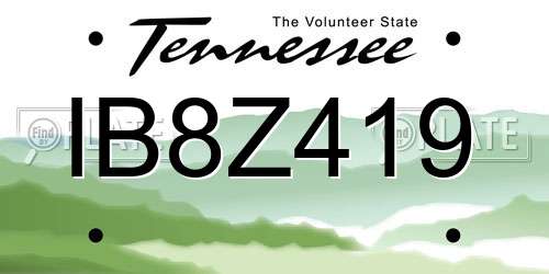 IB8Z419 Tennessee License Plate
