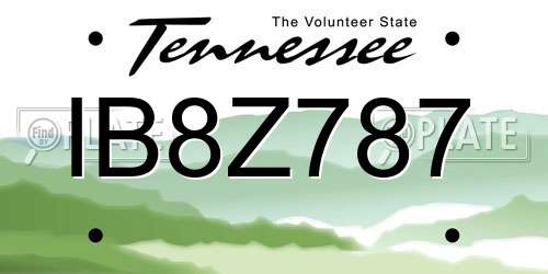 IB8Z787 Tennessee License Plate