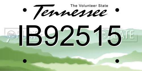IB92515 Tennessee License Plate