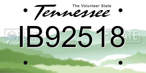 IB92518 Tennessee License Plate