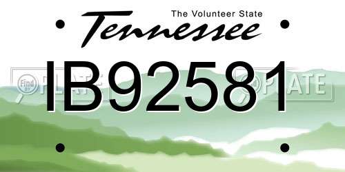 IB92581 Tennessee License Plate