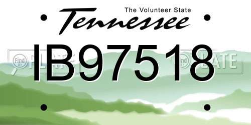 IB97518 Tennessee License Plate