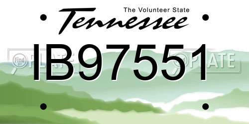IB97551 Tennessee License Plate