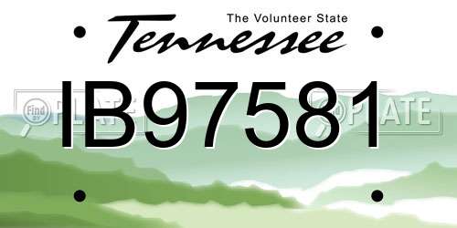 IB97581 Tennessee License Plate