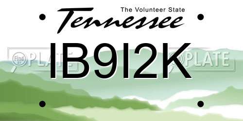 IB9I2K Tennessee License Plate