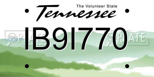 IB9I770 Tennessee License Plate
