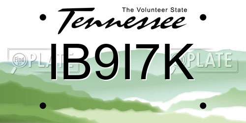 IB9I7K Tennessee License Plate