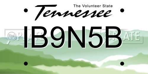 IB9N5B Tennessee License Plate