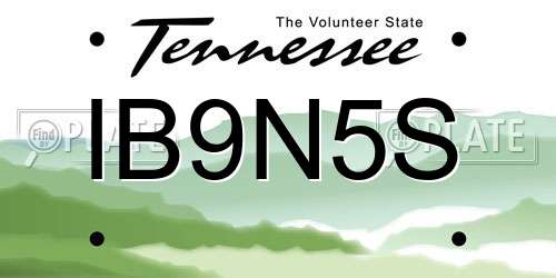 IB9N5S Tennessee License Plate