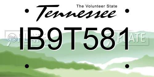 IB9T581 Tennessee License Plate