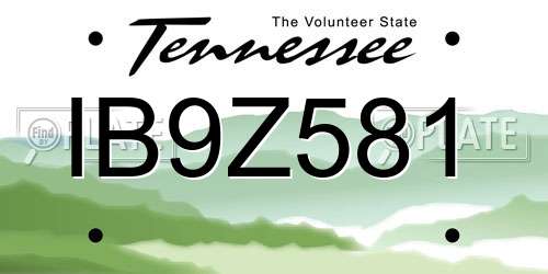 IB9Z581 Tennessee License Plate