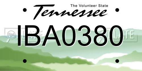 IBA0380 Tennessee License Plate