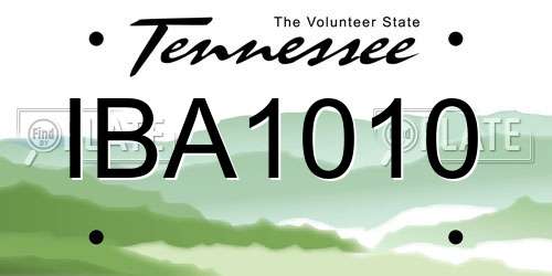 IBA1010 Tennessee License Plate