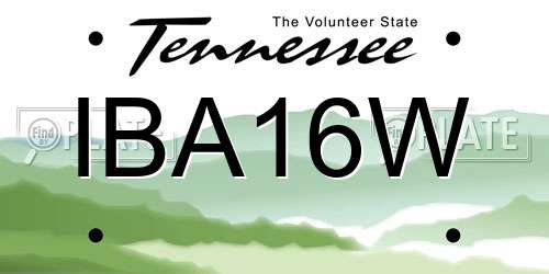 IBA16W Tennessee License Plate