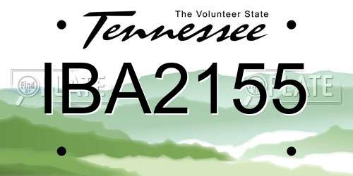IBA2155 Tennessee License Plate