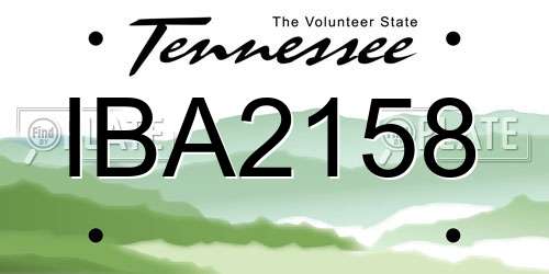 IBA2158 Tennessee License Plate