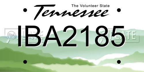 IBA2185 Tennessee License Plate