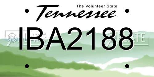 IBA2188 Tennessee License Plate