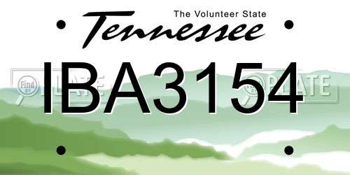 IBA3154 Tennessee License Plate